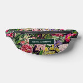 roze bloemenzwart patroonmonogram bedrukt heuptasje (Liggend)