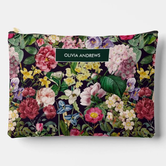  roze bloemenzwart patroonmonogram etui (Voorkant)