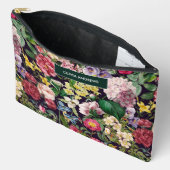  roze bloemenzwart patroonmonogram etui (Open)