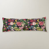  roze bloemenzwart patroonmonogram lichaamskussen (Achterkant)