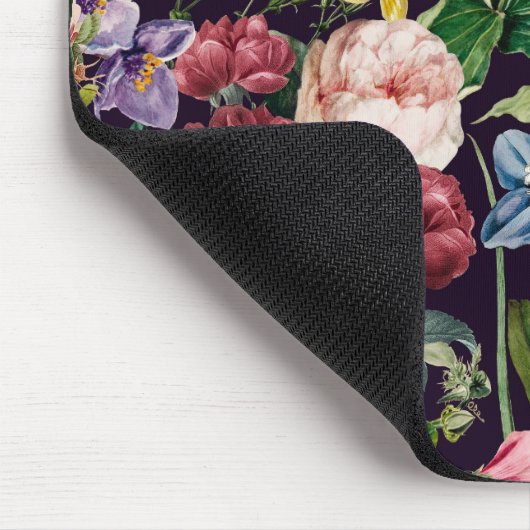  roze bloemenzwart patroonmonogram muismat (Hoek)