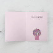 Roze bloemet van de bloemen Birthday Kaart (Binnen)
