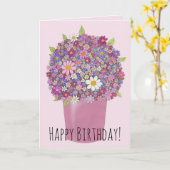 Roze bloemet van de bloemen Birthday Kaart (Gele Bloem)