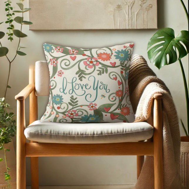  roze bloemetje Ik hou van je Kussen (Creator heeft geüpload)