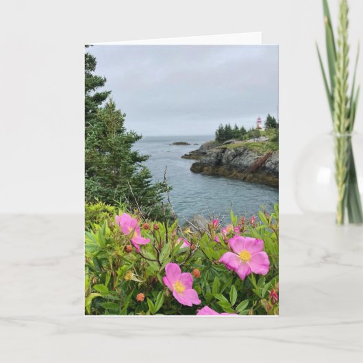 Roze bloemetjes bij de zeeen kaart (blanco binnenk (Voorkant)