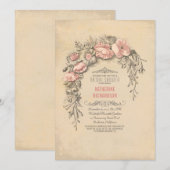 Roze  bloemetjes chique oud vrijgezellenfeest kaart (Voorkant / Achterkant)