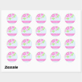 Roze bloemetjes Dank je! -Sticker Ronde Sticker (Vel)
