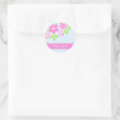 Roze bloemetjes Dank je! -Sticker Ronde Sticker (Tas)