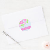 Roze bloemetjes Dank je! -Sticker Ronde Sticker (Envelop)