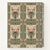 Roze bloemetjes en groen ornament Lijst Notitieboek (Achterkant)