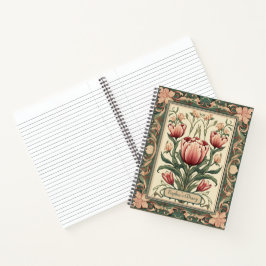 Roze bloemetjes en groen ornament Lijst Notitieboek