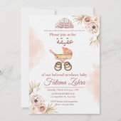 Roze bloemetjes kinderwagen baby meisje moslim Aqi Kaart (Voorkant)