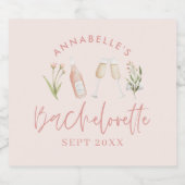 Roze bloemetjes moderne roze girale bachelorette likeurfles etiket (Enkel label)