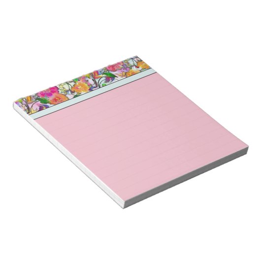 Roze bloemetjes top notitieblok (Schuin)
