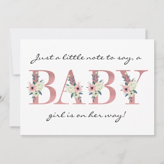  roze bloemetjesbrief zwangerschapsaankondiging kaart (Voorkant)