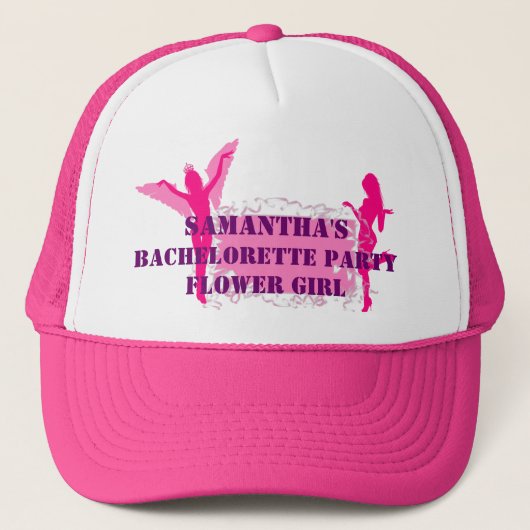 Roze bloemetjesfeest trucker pet (Voorkant)