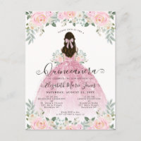 Roze bloemetjesjurk 15e verjaardag Quinceanera