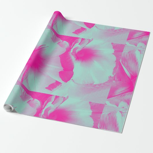  roze bloemetjespakpapier cadeaupapier (Uitgerold)