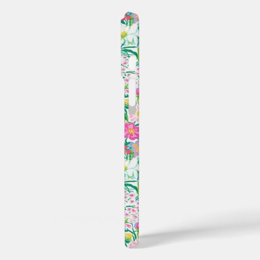 Roze bloemetuin met monogram Case-Mate iPhone case (Achterkant / Links)