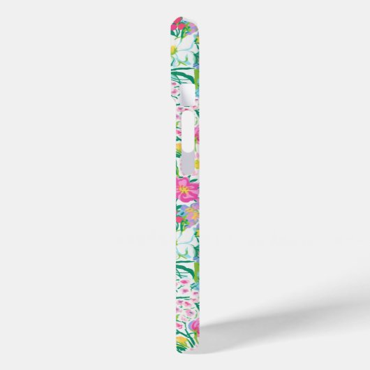 Roze bloemetuin met monogram Case-Mate iPhone case (Achterkant / Links)