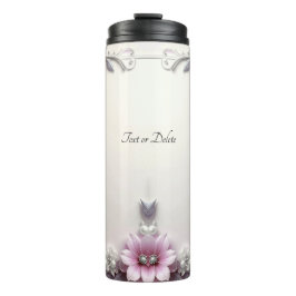 Roze bloemframe thermosbeker