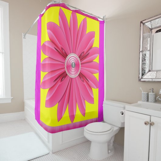 Roze bloemgordijn haar makreel douchegordijn (In situ)