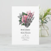 Roze bloemgotische bruidsdouche kaart (Staand voorkant)