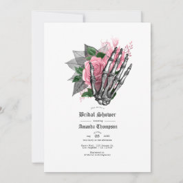 Roze bloemgotische bruidsdouche kaart