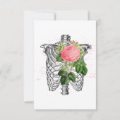 Roze bloemgotische skelet trouw-RSVP kaart (Achterkant)