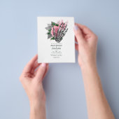 Roze bloemgotische trouwuitnodiging flyer (Hand)