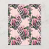 Roze bloemgotische trouwuitnodiging flyer (Achterkant)