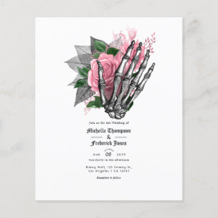 Roze bloemgotische trouwuitnodiging flyer
