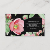 Roze Bloemgroen Bladeren Zwarte Bloemen Visitekaartje (Achterkant)