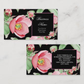 Roze Bloemgroen Bladeren Zwarte Bloemen Visitekaartje (Voorkant / Achterkant)