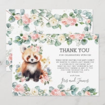 Roze Bloemgroen Sweet Red Panda Baby shower