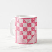 Roze Bloemhart Quilt Uitzicht Koffiemok (Voorkant links)