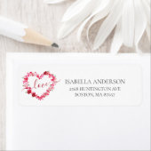 Roze bloemhart retouradres sticker (Insitu)