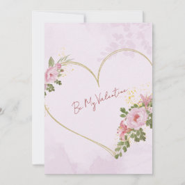 Roze bloemhart Valentijnskaart Feestdagenkaart