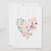 Roze Bloemhart Verjaardagsfeest Uitnodiging (Achterkant)