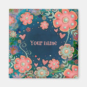  roze bloemharten Gepersonaliseerd inspiratie Magneet (Voorkant)