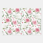 Roze bloemhartige bruidsdouche inpakpapier vel (Voorkant 3)