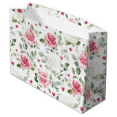 Roze bloemhartjes bruidsdouche groot cadeauzakje (Achterkant Gekanteld)