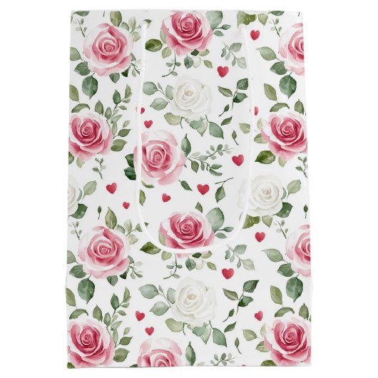 Roze bloemhartjes bruidsdouche medium cadeauzakje (Achterkant)