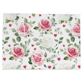 Roze bloemhartjes bruidsfeest groot cadeauzakje (Achterkant)