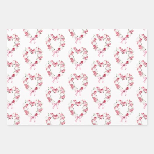 Roze bloemhartjes bruidsmeisjesfeest inpakpapier vel (Voorkant 2)