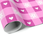 Roze Bloemhartjes Cadeaupapier (Rol Hoek)