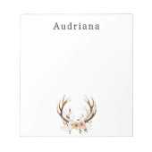 Roze Bloemherten gewei gepersonaliseerde naam Notitieblok (Voorkant)