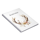 Roze Bloemherten gewei gepersonaliseerde naam Notitieboek (Rechterzijde)