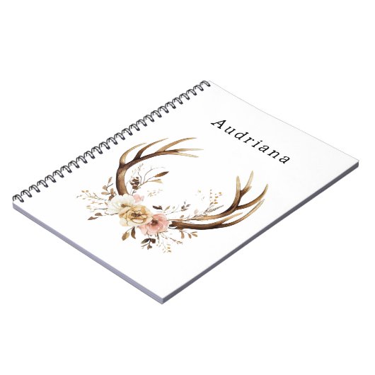 Roze Bloemherten gewei gepersonaliseerde naam Notitieboek (Linkerzijde)