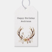 Roze Bloemhertengewei gepersonaliseerd Cadeaulabel (Voorkant)